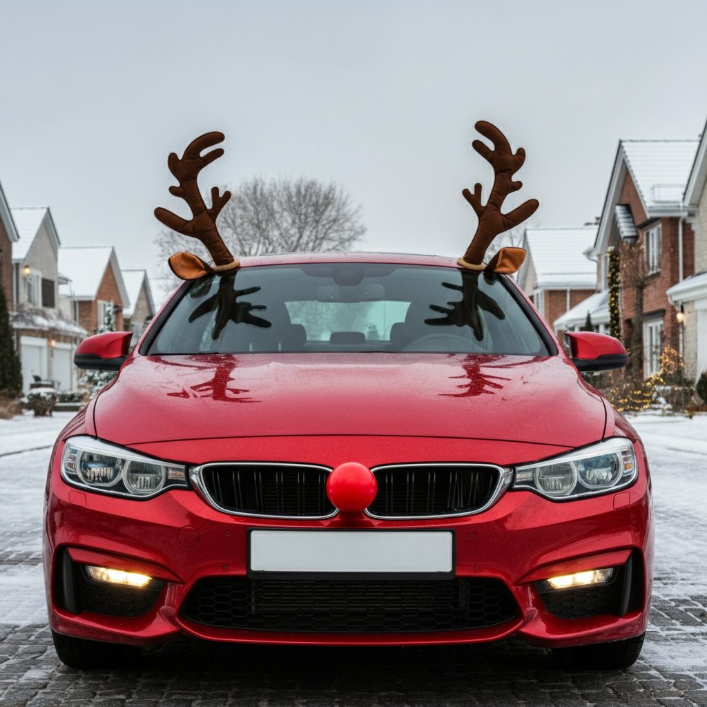 Cuernos de reno en el coche para Navidad: ¿Moda segura o peligro en la carretera?