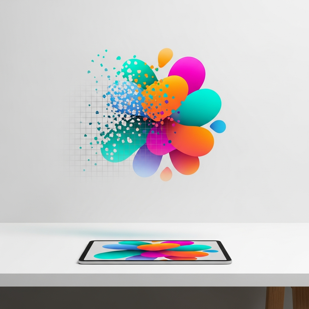 Persona analizando en su portátil una imagen digital sin marca de agua generada con Vertex AI